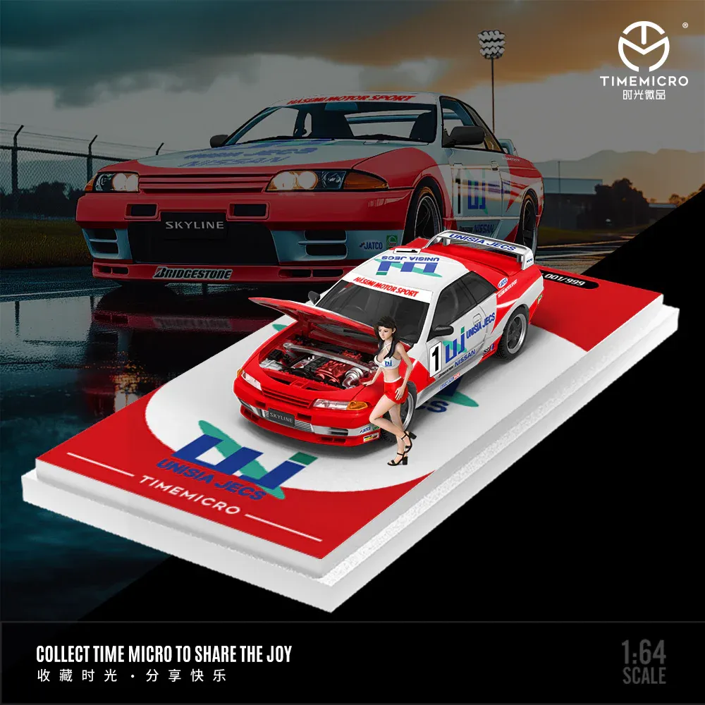 TimeMicro  1:64 N issan GTR 32 Racing White and red UJ racing