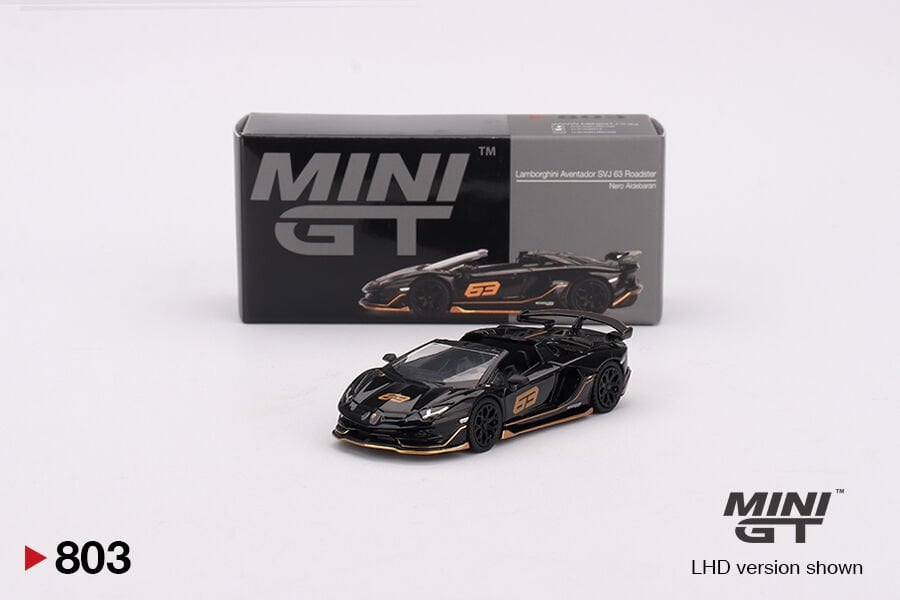 Mini GT 1:64 Lamborghini Aventador SVJ 63 Roadster Nero Aldebaran