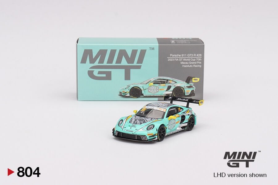 Mini GT 1:64 Porsche 911 GT3 R #28 HubAuto Racing 2023 FIA GT Dünya Kupası 70. Makao Grand Prix Mini GT 804