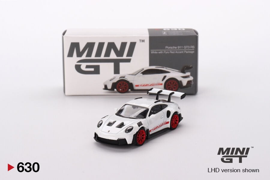 Mini GT Porsche 911 (992) GT3 RS White with Pyro Red Accent Package