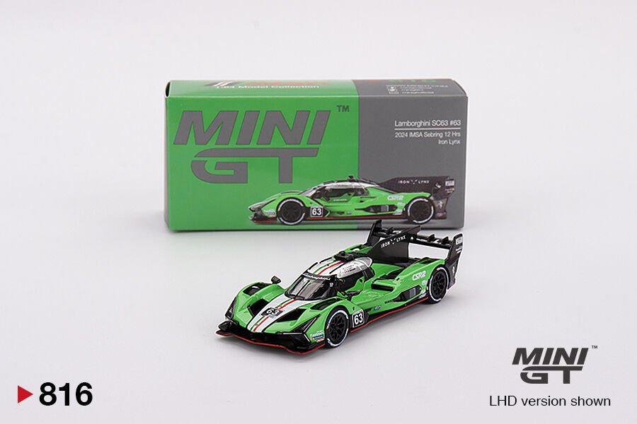 Mini GT 1/64 Lamborghini SC63 Iron lynx 2024 IMSA Sebring 12 Hrs MGT00816