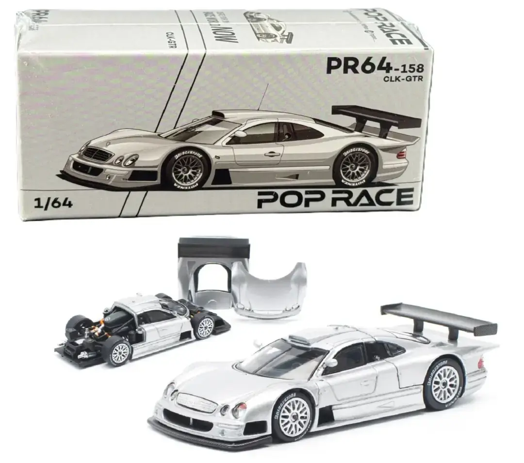 Pop Race | 1/64 Ölçek Mercedes-Benz AMG CLK GTR, Gümüş PR640158