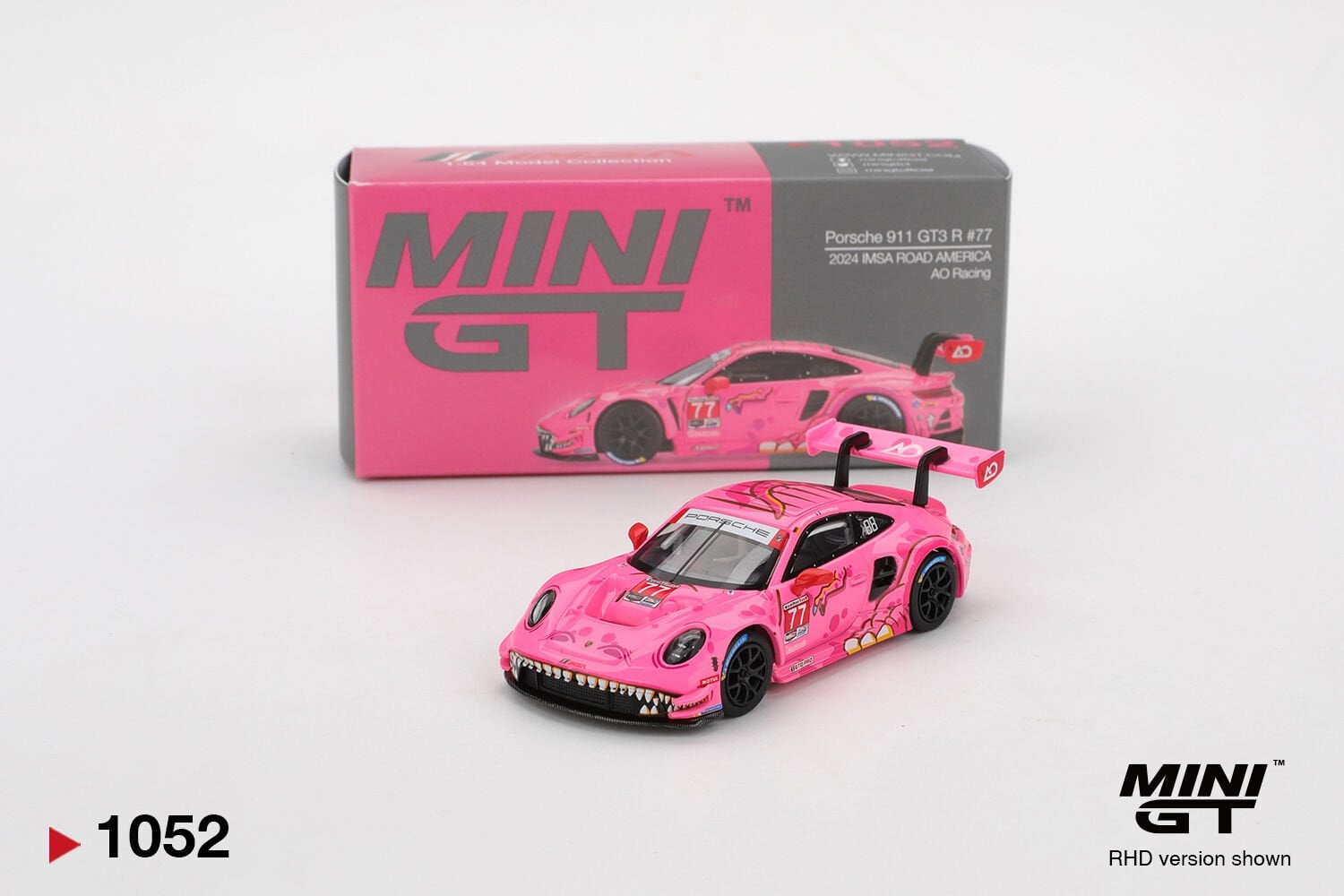 Mini Gt 1/64 Porsche 911 GT3 R #77 AO Racing 2024 IMSA Road America