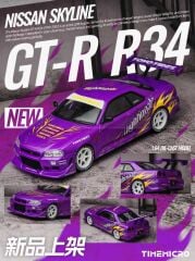 TimeMicro 1:64 - Nissan Skyline GT-R R34 ’’Drifting Flames’’ Purple TM800506